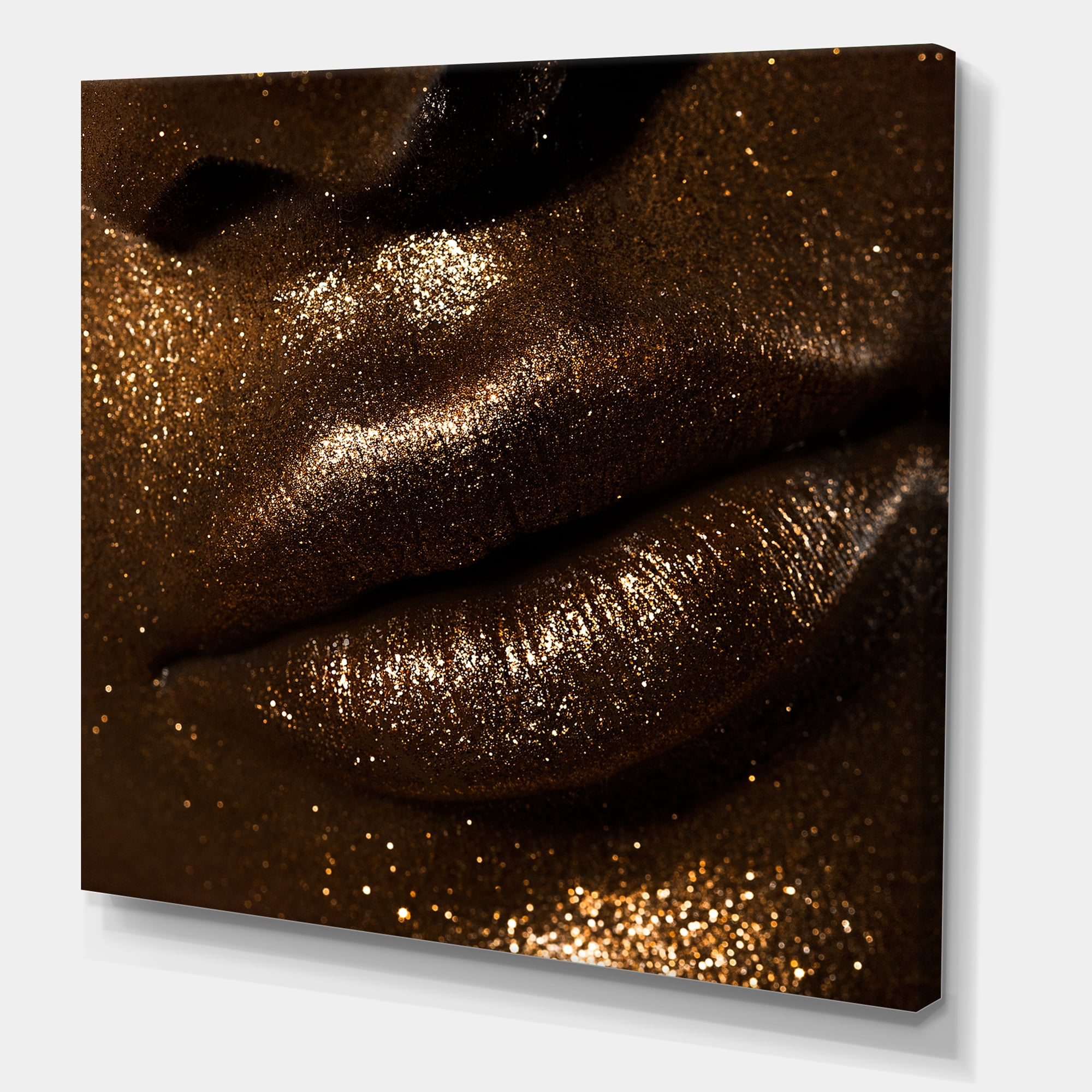 Designart ' Girl Lips With Glitter and Spangle ' Modern Canvas Wall Art Print