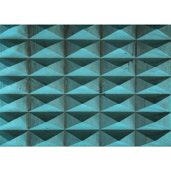 Ahgly Company Indoor Rectangle Patterned Dark Turquoise Green Area Rugs, 6' x 9'