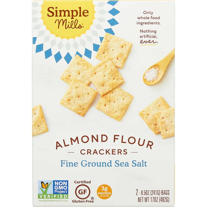 Simple Mills Almond Flour Sea Salt Crackers, 8.5 oz., 2count