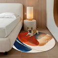 thumbnail image 2 of Round Rugs 3.3Ft, Navy Blue Burnt Orange Round Area Rug Washable Indoor Throw Carpet, Artwork Geometric Retro Soft Non Slip Circle Rug for Laundry Room Patio Home Decor Aesthetic, 2 of 8