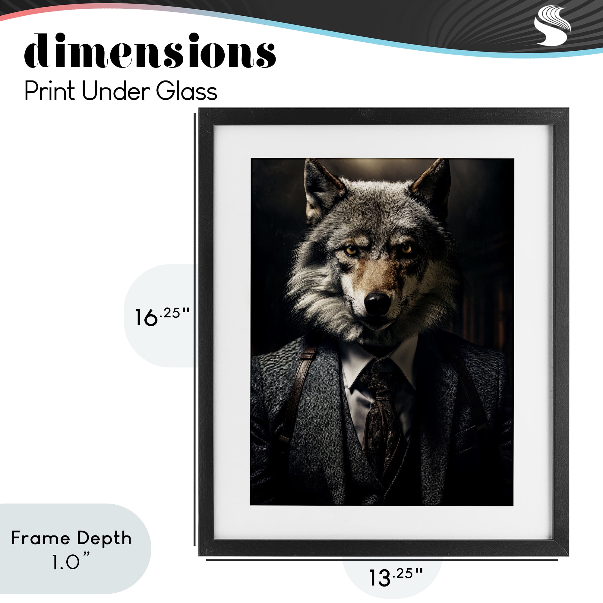 Stupell Industries Trendy Wall Street Wolf Black Framed Print Under Glass, design by Ray Powers