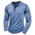 thumbnail image 4 of SWSMCLT Men's 2025 Henley Shirt Comfy Fall Henley Elasthane Cotton Pull On Regular Fit Top Casual Blouse Button Blue Small, 4 of 5