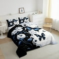 thumbnail image 3 of Manfei Vintage Butterfly Bedding Sets King with Comforter for Girls, Spring Flower Floral Duvet Insert, Black White Marbling Comforter Sets King Size, Super Cozy Room Decorative, 3pcs Reversible, 3 of 8