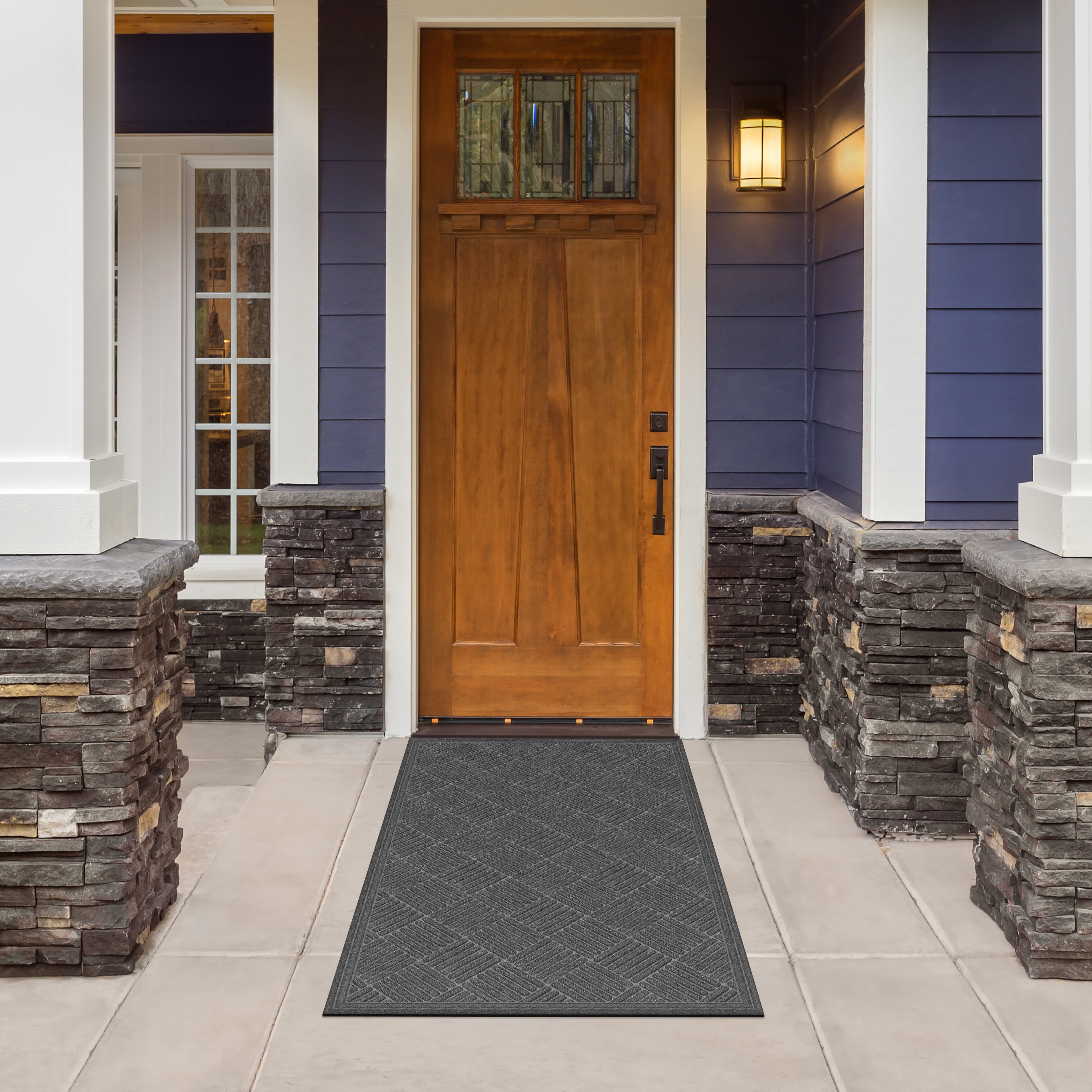 Mainstays Crosshatch Doormat, Polyester and Rubber Backed, 3 ft x 4 ft, Smoke