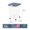 thumbnail image 4 of IRIS 54 Lbs / 69 Qt Airtight Pet Food Storage Container with Attachable Casters, Navy, 4 of 6