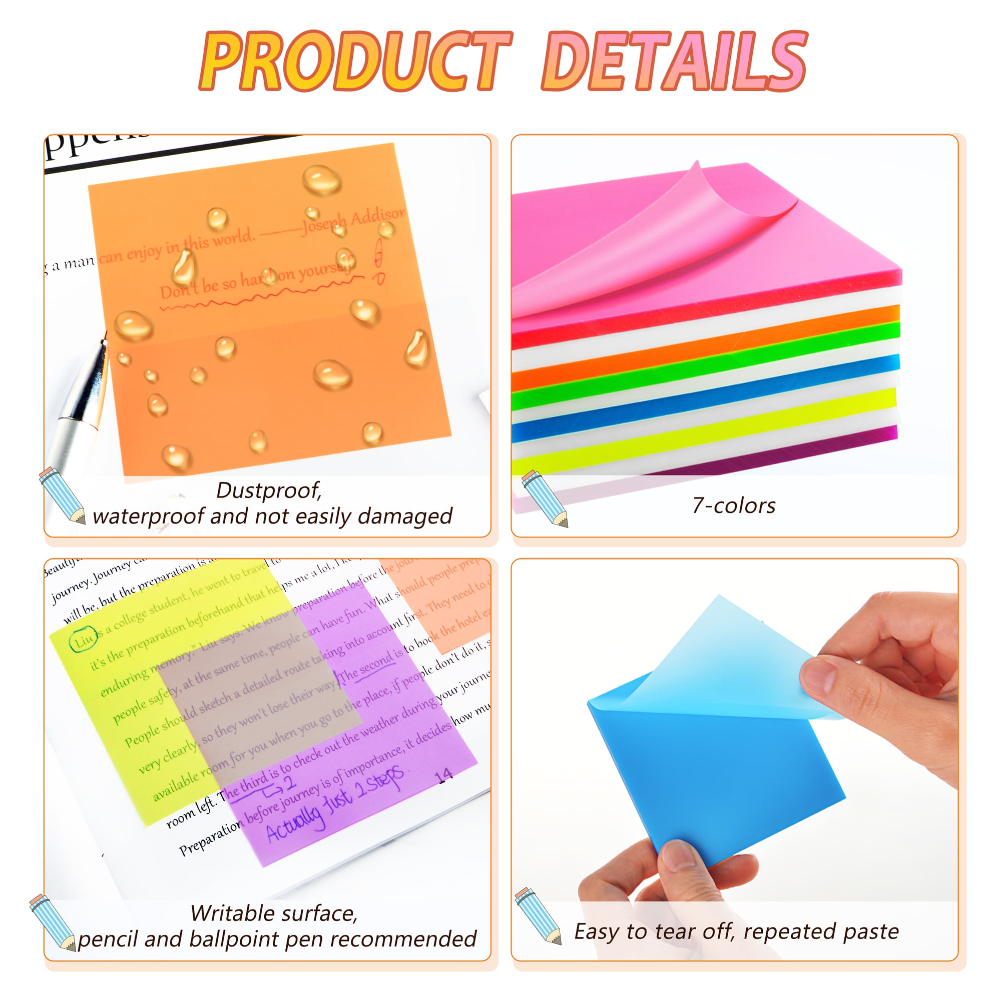 Ctosree 800 Sheets Cat Sticky Notes Set 8 Bright لبنان