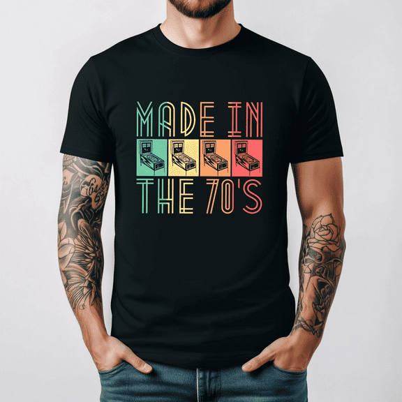Made In The Seventies Pinball Retro Arcade Flipper Game Fan Graphic TeeV15313,Unisex S- 5XL