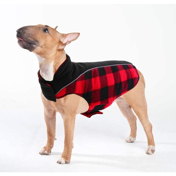 Qbleev Reversible Dog Winter Coat Cold Weather Jacket for Large Medium DogsWindproof Waterproof British Plaid Warm Dog Vest ClothesPet Cozy Fleece Apparel for Samoyed Golden Retriver Husky Labrador