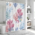 thumbnail image 6 of Pink Blue Coastal Bathroom Shower Curtains with 12 Hooks Polyester Waterproof Shower Curtain for Stalls and Bathtubs Ocean Coral Summer Beach Nautical Decorative Bathroom Privacy Curtain 72x96 Inches, 6 of 8
