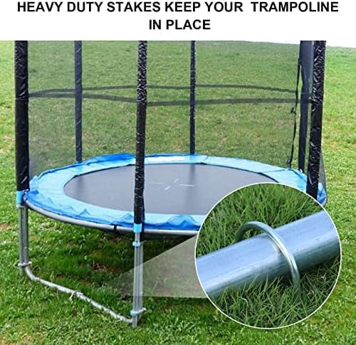 Trampolines Wind Stakes Heavy Duty U Type Sharp Ends Safety 12inch Ground Anchor Galvanized Steel for Soccer Goals, Camping Tents and Huge Garden Decoration (Trampoline Anchors 8pcs)