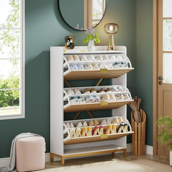 Wooden Shoe Rack with Doors