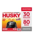 thumbnail image 2 of (2 pack) Husky 30 Gallon Large Drawstring Trash Bags, 80 Bags, 2 of 11