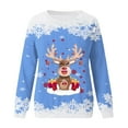 thumbnail image 4 of Fiaer Christmas Sweatshirts for Women Crew Neck Deer Cute Funny Graphic Xmas Pullover Plus Size Baggy Trendy Long Sleeve Tops Blue XL, 4 of 4