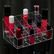 Lipstick Holder, 24 Spaces Clear Acrylic Lipstick Organizer Display Stand Cosmetic Makeup Organizer for Lipstick, Brushes, Bottles, and More