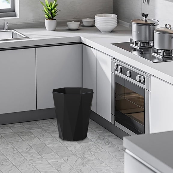 YILANP 2025 Polygon Small Can, Bathrooms Wastebasket, Bin Garbage Basket Office Organizer for Laundry Room, Kitchens, Offices, Kids Rooms, Dorms (Black)
