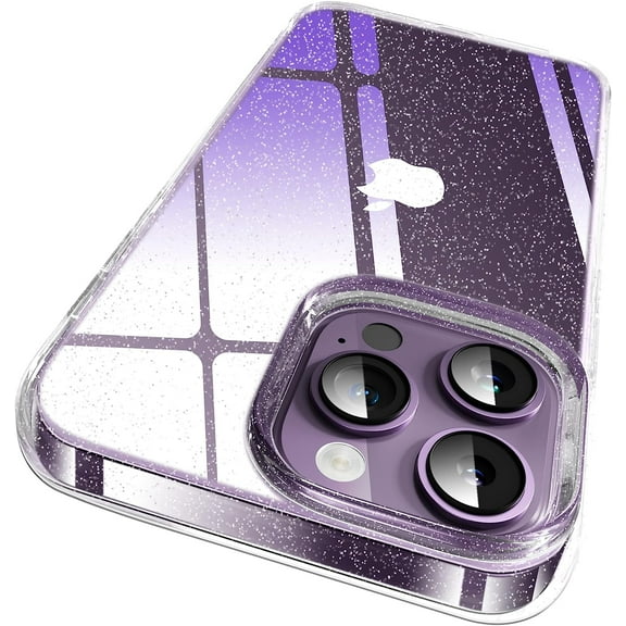 Clear iPhone 14 Pro Max Case Glitter Bling Crystal Transparent Durable Miltary Grade Shockproof Phone Case Cover for iPhone 14 Pro Max (Clear)