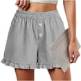 thumbnail image 5 of CHGBMOK Womens Linen Striped Shorts Ruffle Casual Athletic Shorts Comfy Short Pants with Pockets Summer Beach Vacation Outfits, 5 of 6