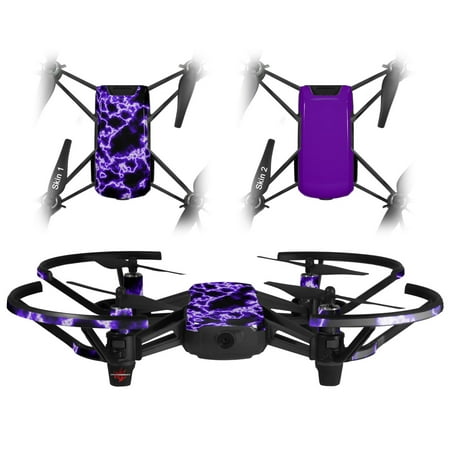 Image of Skin Decal Wrap 2 Pack for DJI Ryze Tello Drone Electrify Purple DRONE NOT INCLUDED