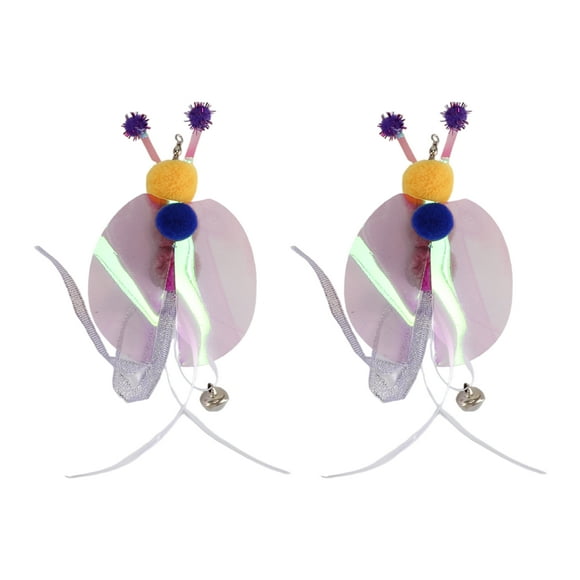 2 Pcs Cat Wand Replacement Cat Wand Refill Attachments for Indoor and Outdoor Cats Purple Ladybug