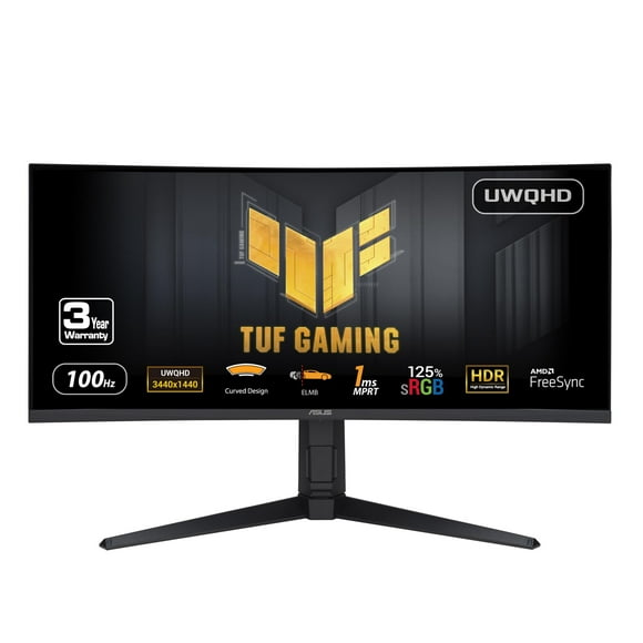 ASUS TUF Gaming 34†Ultra-Wide Curved HDR Monitor (VG34VQEL1A) (Renewed)