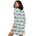 thumbnail image 2 of FORMRS Womens Long Sleeve Nightgowns Crew Neck Sleep Shirt Soft Pajamas Sizes S-3XL, Cartoon Train Pattern, 2 of 8
