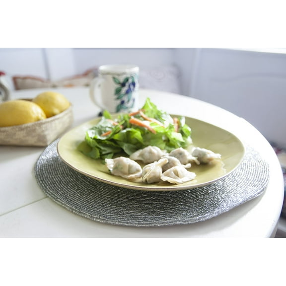 In-Sattva Handmade Multipurpose Non-Slip Table Placemats Silver Set of 2