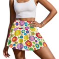 thumbnail image 3 of HELLHERO Vibrant Multi-Floral Polyester Spandex Golf Skorts with Built-in Shorts, 2 Side Pockets Flowy Active Skort for Tennis Yoga Daily Wear, 3 of 9