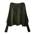 thumbnail image 3 of Lisingtool Womens Sweaters Fall 2023 Women's Casual Crewneck Knitted Sweater Long Batwing Sleeve Solid Soft Loose Ribbed Pullover Jumper Tops Oversized Sweater for Women Fall B, 3 of 5