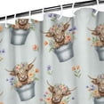 thumbnail image 3 of Blue Highland Cow Bucket Flower Pattern Shower Curtain 84"x72" ,Bathroom Decorative Shower Curtains Set with 12 Hooks,Modern Waterproof Washable Shower Curtain, 3 of 6