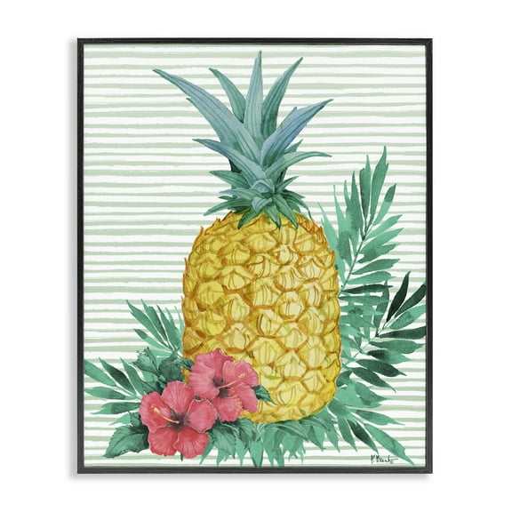 Stupell Industries Bora Bora Pineapple Black Framed Giclee Art design by Paul Brent, 14 x 11