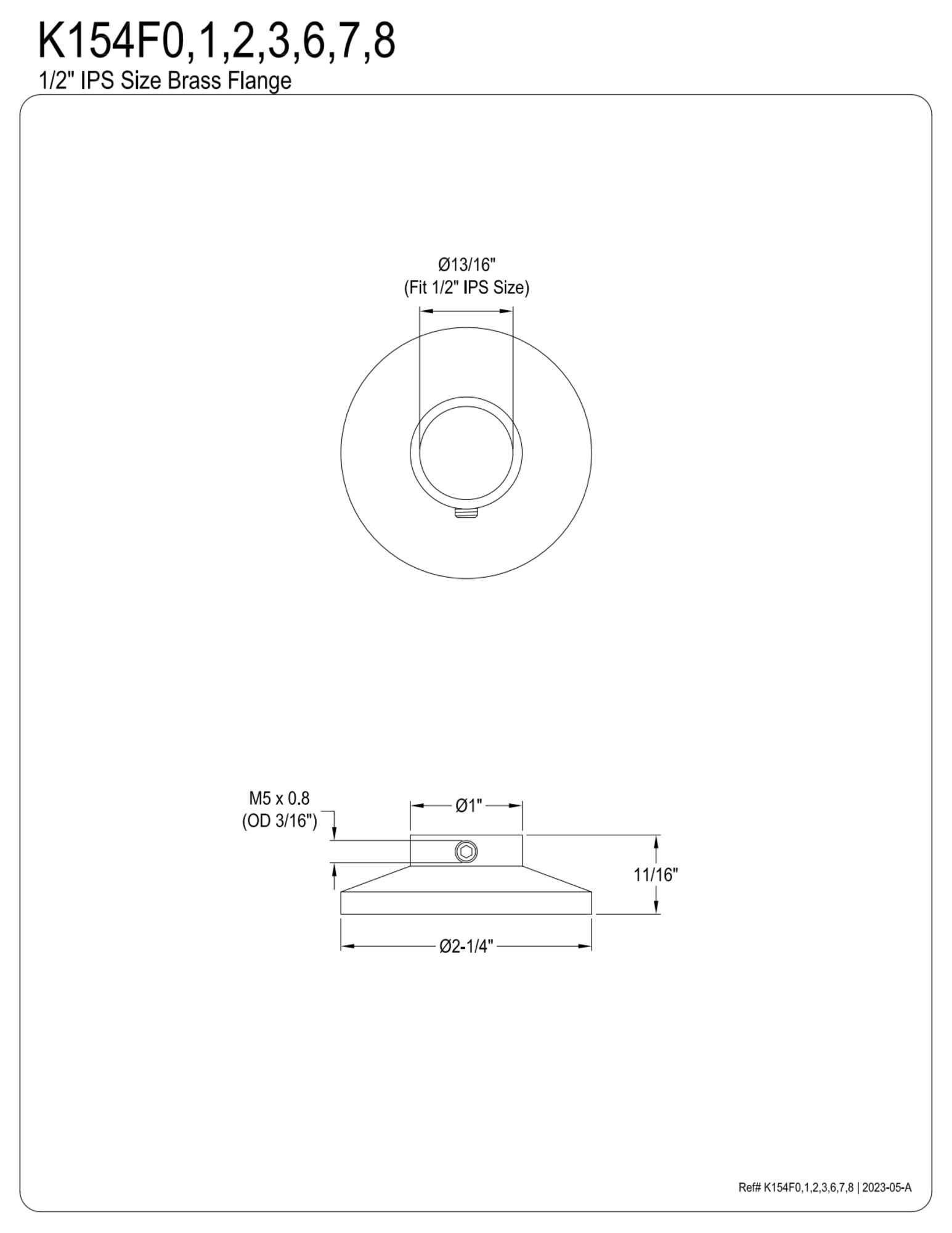 Kingston Brass K154F0 Round Shower Arm Flange, Matte Black