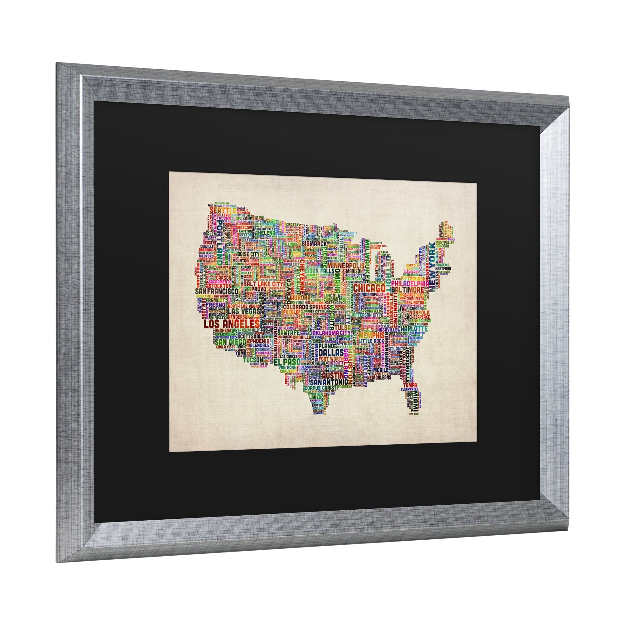 Trademark Fine Art 'US Cities Text Map VI' Canvas Art by Michael Tompsett