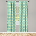 thumbnail image 3 of Ambesonne Ikat Curtains, Vibrant Ogee Motif, Pair of 28"x63", Mint Green Yellow Green, 3 of 5