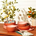 thumbnail image 3 of Mainstays by Becky G. & Alejandra Bamboo Melamine 12-Piece Dinnerware Set, Orange & Green, 3 of 10