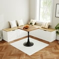 thumbnail image 2 of Oxylife Casual Wood Corner Dining Breakfast, L Shape Kitchen Corner Nook Bench Seating with Storage, White and Oak, 63”D x 63”W x 17.7”H, 2 of 6