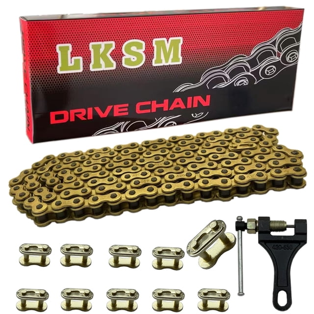 Cadena para moto LKSM 420 Gold 132 eslabones con disyuntor 100-125 cc