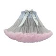 thumbnail image 2 of Kilaqueen Women's Color Contrast Ruffled Tulle Petticoat Skirt with Front Bow, Short Costume Tutu for Dance Party, Festival and Dress Up, 2 of 3