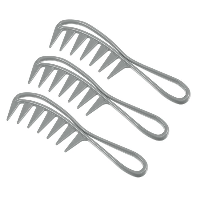 Unique Bargains 3 Pcs Anti Static Hair Comb Wide Tooth for Thick Curly Hair Hair Care Detangling Comb Gray