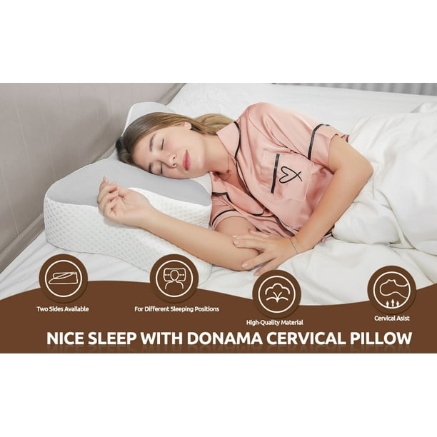 DONAMA Cervical Pillow for Sleeping Memory Foam Neck Pain Relief Contour Orthopedic Ergonomic Pillows for Women Side Sleepers Queen Size 26 Lx14.6 Wx5.1 H Gray Walmart Business Supplies