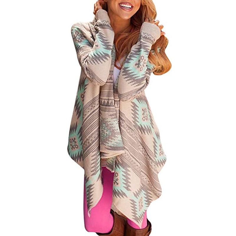 women's aztec print sweater cardigan