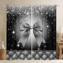 Castle Fairy Kawaii Bowknot Curtains Pack of 2 (42x84 Each) for Boys Girls,Dreamy Princess Curtains Blackout,Bling Glitter Bedroom Curtains,Luxury Bedroom Decor