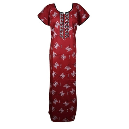 

Nightwear Maxi Dress cotton Red Printed Sleepwear House L