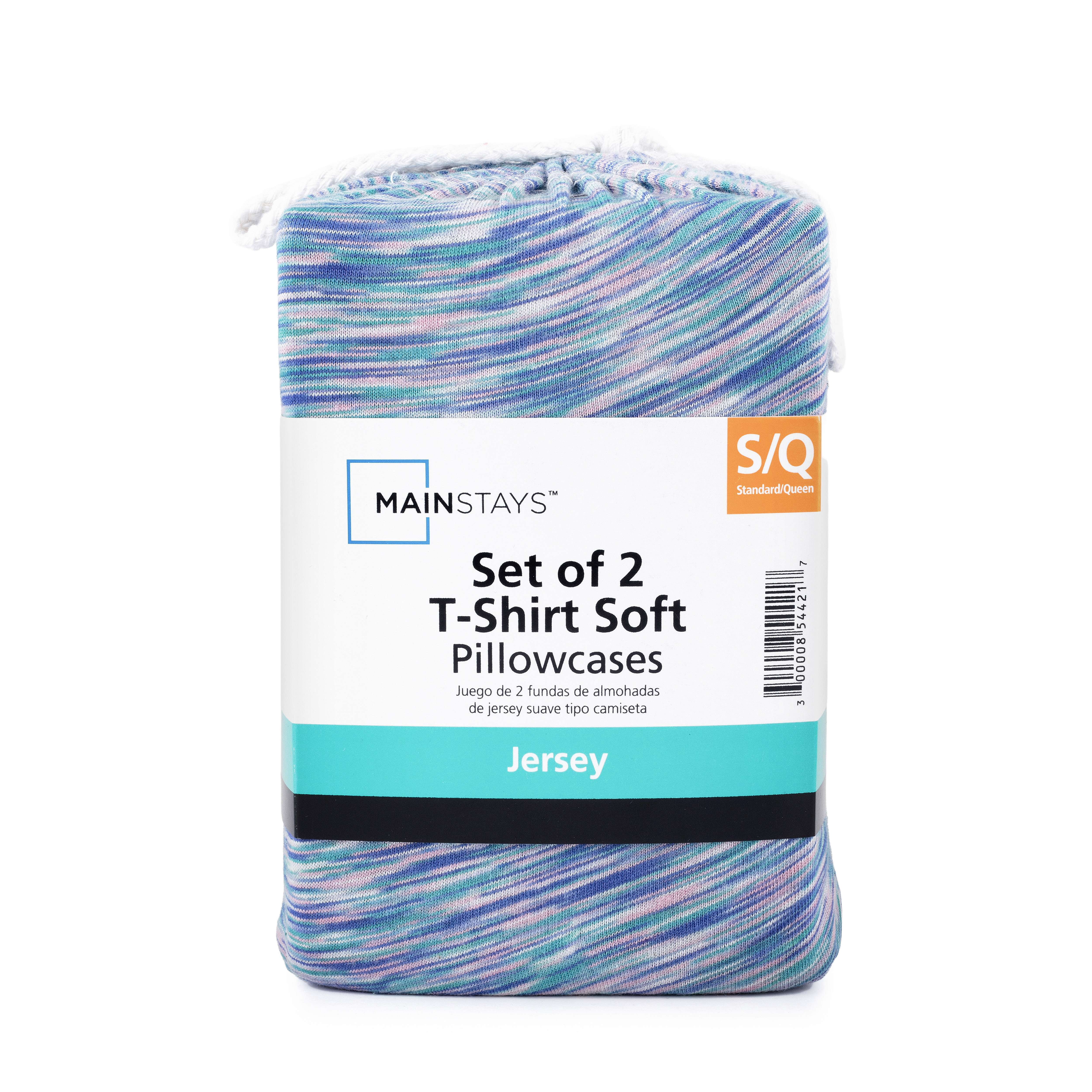 Mainstays 100% Cotton Extra Soft Jersey Pillowcase Set, Standard/Queen, Purple Crackle, 2 Pieces