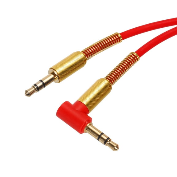 3.5mm TRS Aux Cable Male to Male Auxiliary Audio HiFi Headphone Cord 3.3ft Nylon Braided, Red