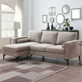 thumbnail image 1 of L-shaped Sectional Sofa, Modern Chenille Fabric Sofa Couch with Reversible Chaise and 2 Waist Pillows, 86" Convertible Sofa with Metal Legs for Living Room, Camel, 1 of 7