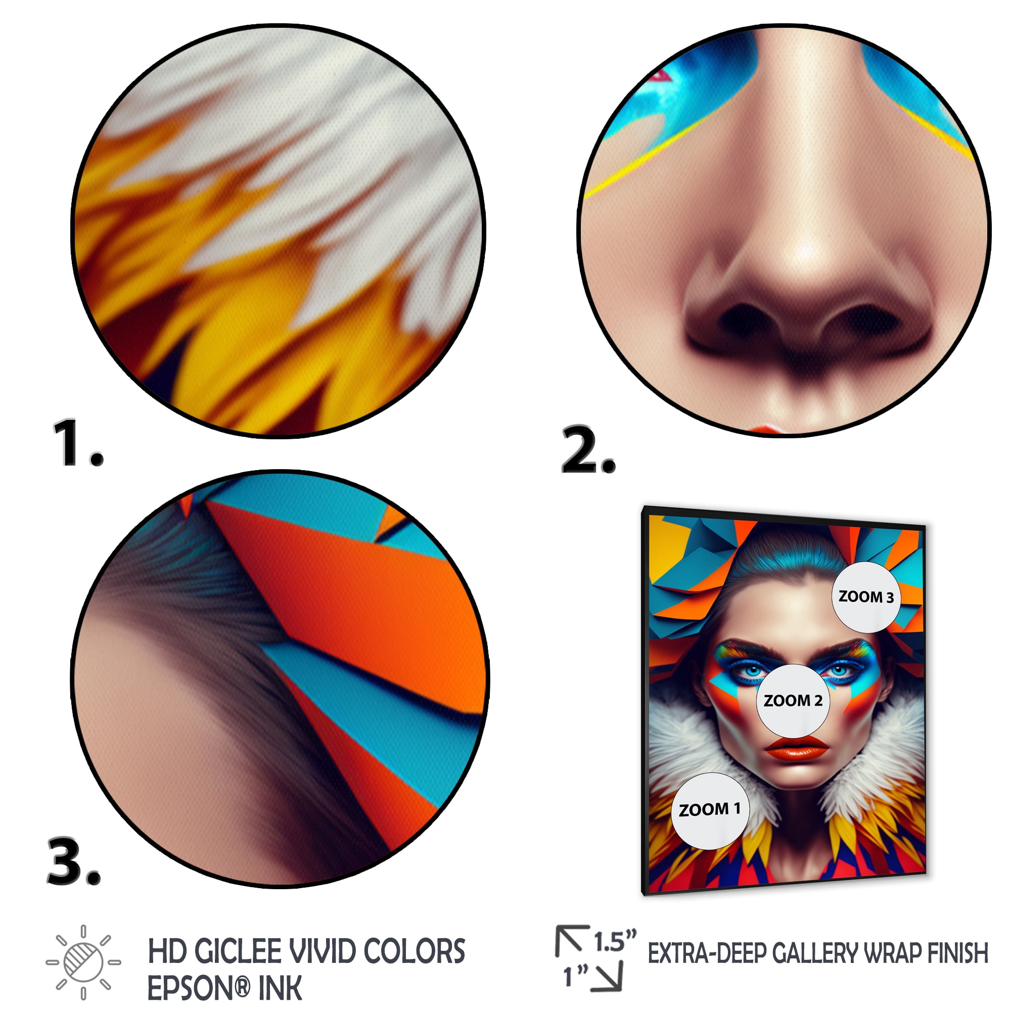 Designart Colorful Sensual Woman In Fur Coat I Framed Wall Art