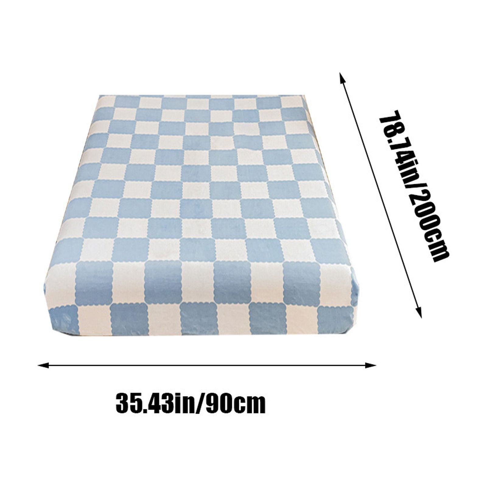Quilted Fitted Sheet Winter Warm, Checkerboard Pattern Mattress Protector – Breathable Non-Slip Pocket Design, Soft Polyester Bed Cover for Care Bed, Home or Guest Room
