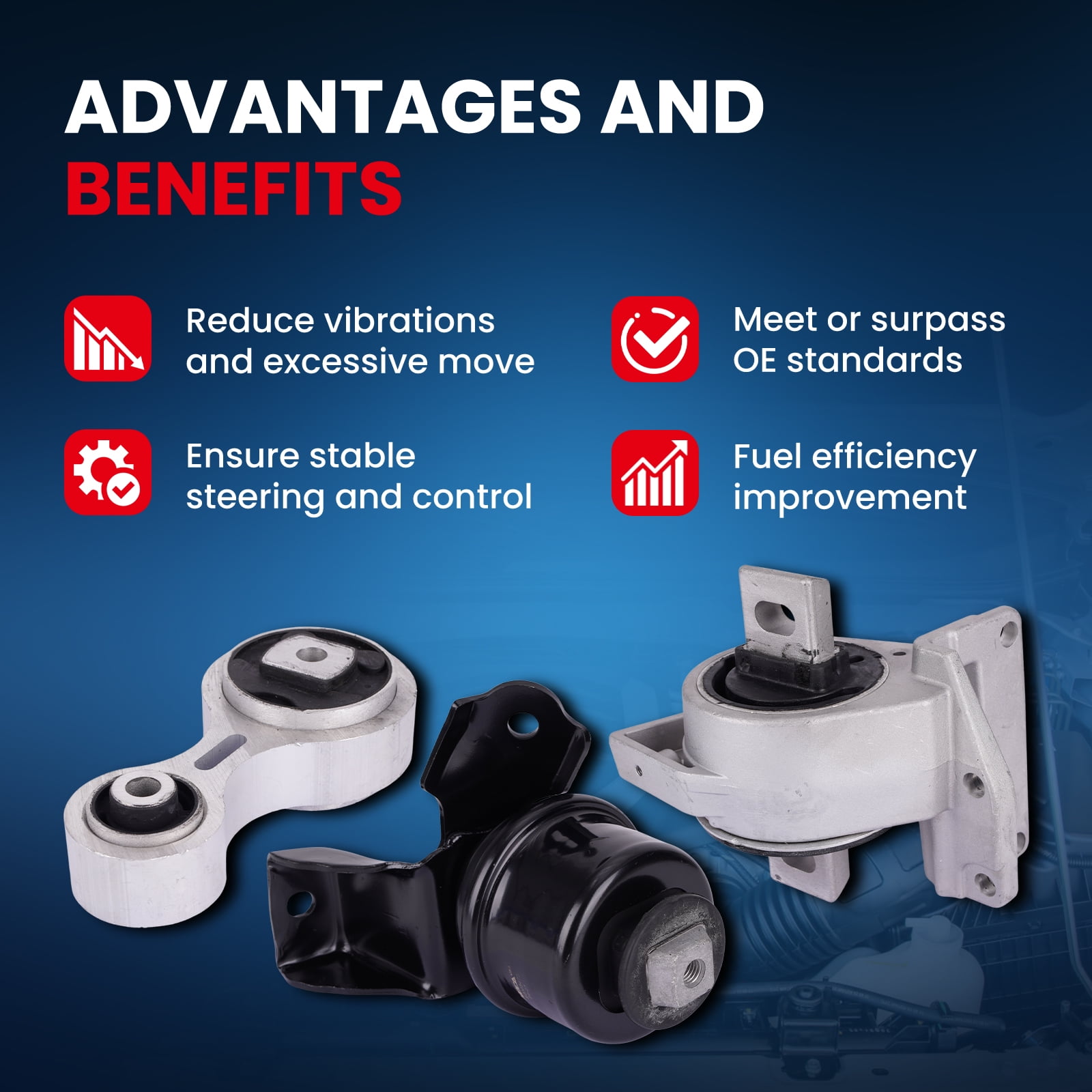 MOCA AUTOPARTS Engine Motor and Transmission Mount Kit Fit for 2006-2009 Ford Fusion L4 2.3L & 2006-2009 Mercury Milan L4 2.3L