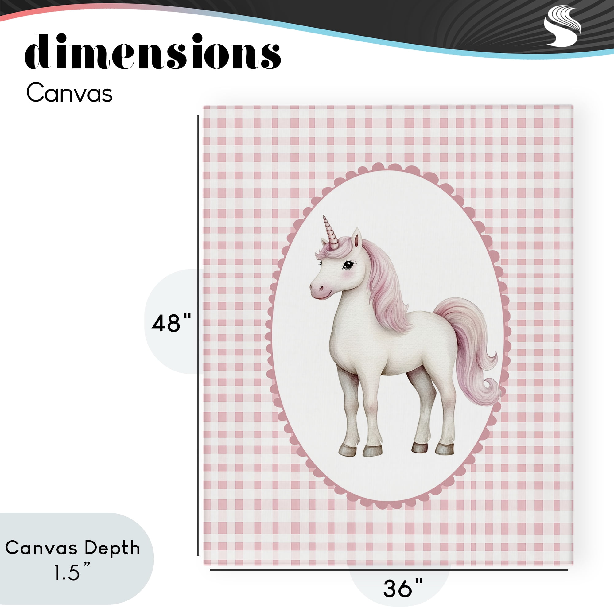 Stupell Industries Pink Gingham Unicorn Canvas Wall Art, design by Christine Simpson Art