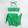 thumbnail image 5 of Hvot&aat Women's Comfortable And Fashionable Split 3 Piece Swimsuit Set Solid Color Knitted Tie Side Swimwear with Cover Up, 5 of 5